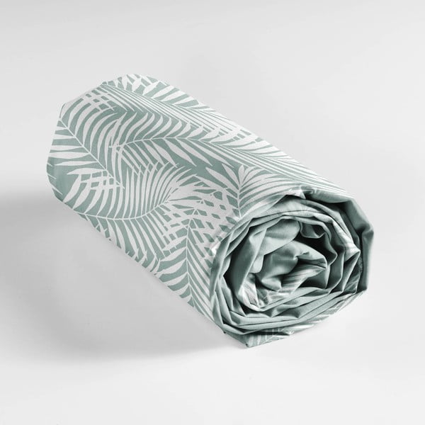 Bielo-zelená napínacia bavlnená plachta 90x190 cm Botania – douceur d'intérieur-image-3