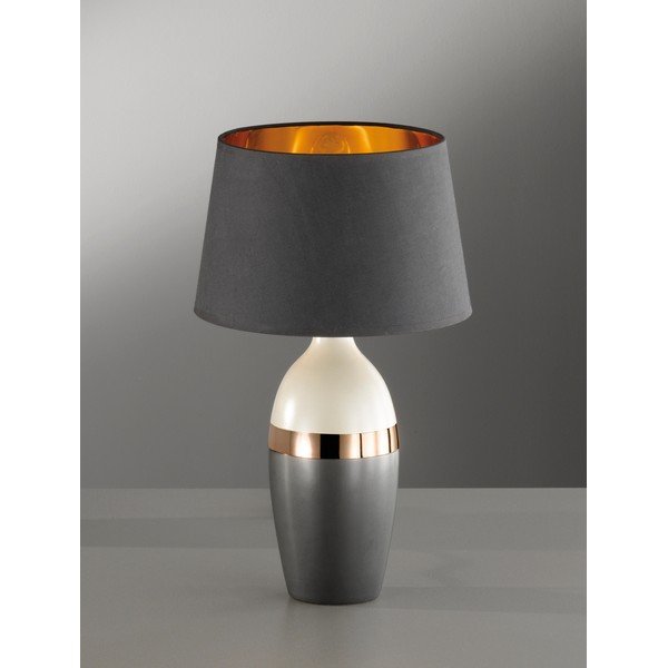 Čierna/sivá stolová lampa s textilným tienidlom (výška  45 cm) Foro – Fischer & Honsel-image-2