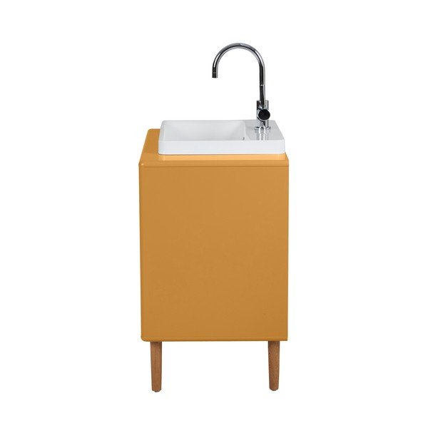 V horčicovej farbe závesná skrinka s umývadlom bez batérie 80x62 cm Color Bath – Tom Tailor-image-3