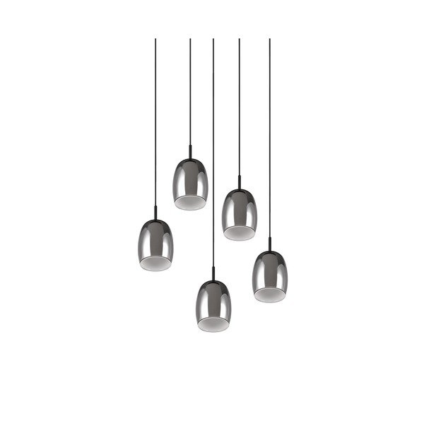 Závesné svietidlo so skleneným tienidlom ø 48 cm v čierno-striebornej farbe Barret – Trio Select-image-2