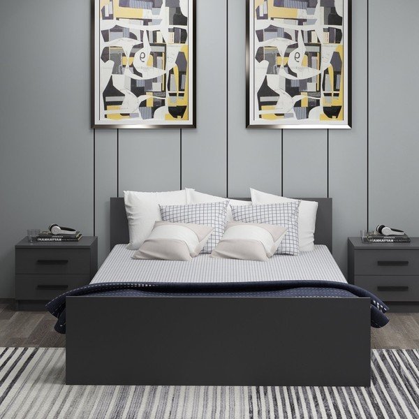 Antracitová dvojlôžková posteľ 160x200 cm Kale – Kalune Design-image-3