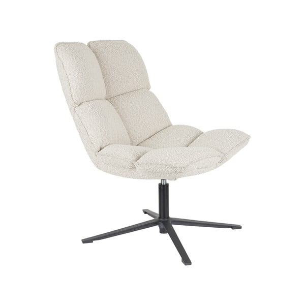 Krémové otočné kreslo z textílie buklé Bros – White Label