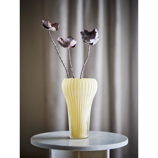 Svetložltá sklenená ručne vyrobená váza (výška  28 cm) Averie – Bloomingville-image-1