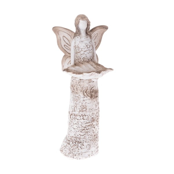 Biele napájadlo pre vtáčikov v tvare anjela Dakls, výška 37 cm