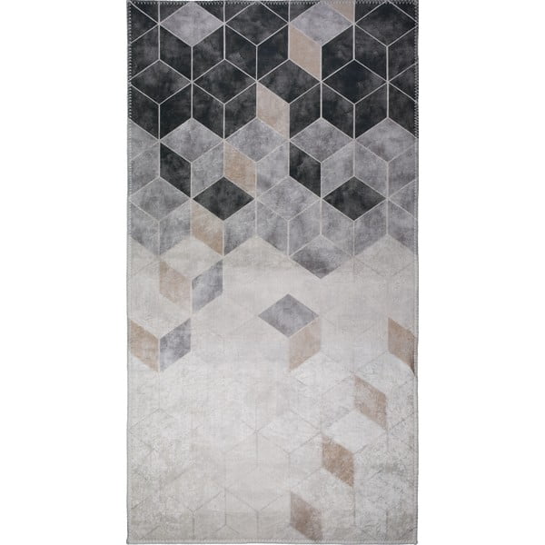 Sivo-krémový prateľný koberec behúň 200x80 cm - Vitaus