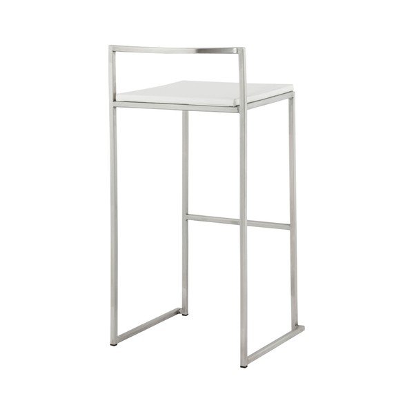 Barová stolička s bielym sedadlom z pravej kože Kokoon Meto, výška 74 cm-image-4