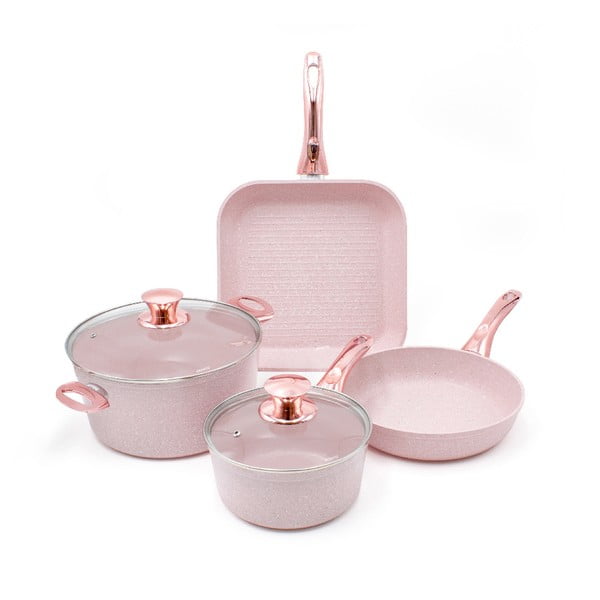 4-dielny set riadu s pokrievkami Bisetti Stonerose Rose Fabio