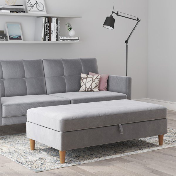 Svetlosivá zamatová podnožka Lilly – Støraa-image-3