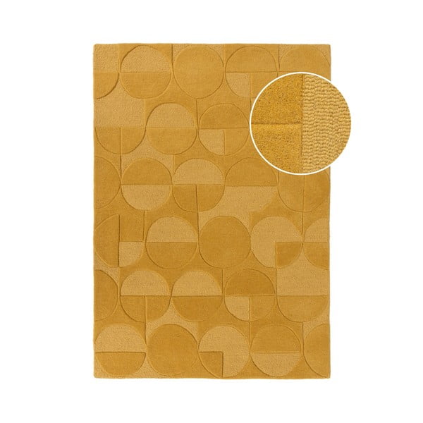 Žltý vlnený koberec Flair Rugs Gigi, 200 x 290 cm