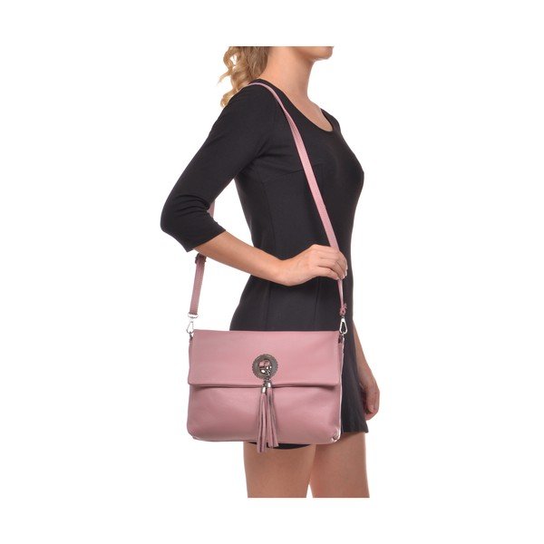 Ružová kožená kabelka crossbody Roberta M Elisa-image-4