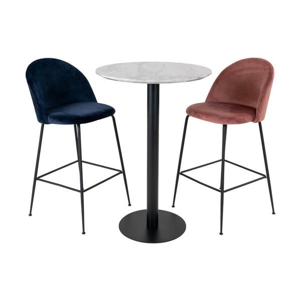 Okrúhly barový stôl s doskou v dekore mramoru ø 70 cm Bolzano – House Nordic-image-4