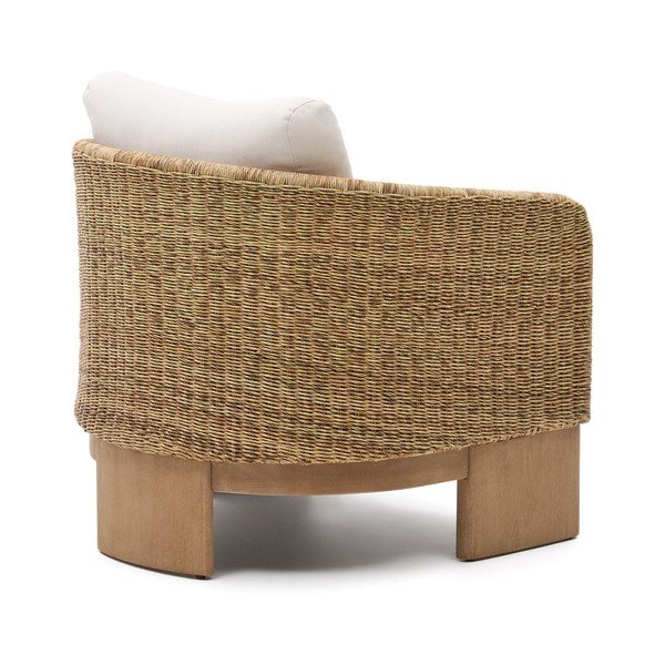 Béžové/v prírodnej farbe drevené/z umelého ratanu záhradné kreslo Xoriguer – Kave Home-image-4