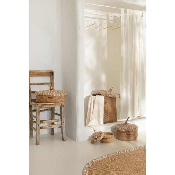 Béžový látkový úložný box s vekom 36x45x50 cm – Mioli Decor-image-1