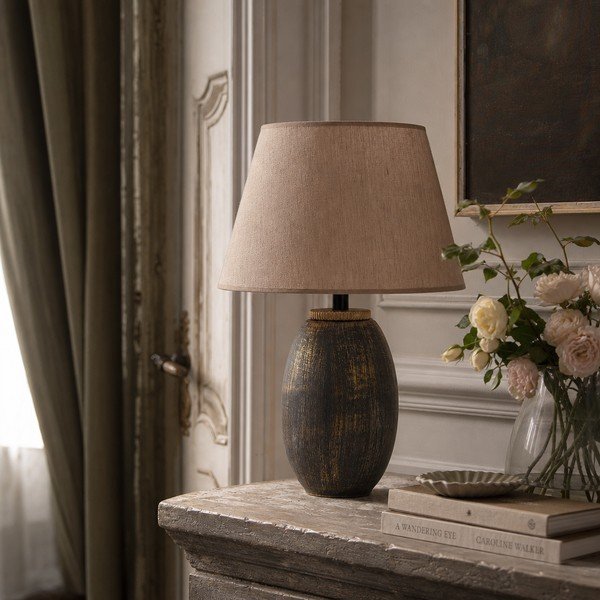 Sivá/béžová stolová lampa s textilným tienidlom (výška  46 cm) Yakamoz – Opviq lights-image-2