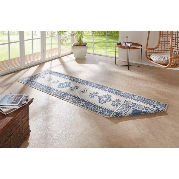 Modro-krémový vonkajší koberec NORTHRUGS Duque, 80 x 250 cm-image-2