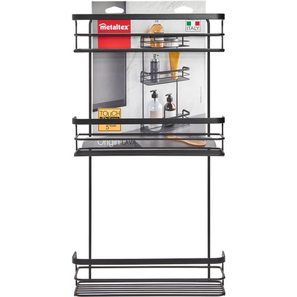 Čierna trojposchodová kúpeľňová polica Metaltex Origin-image-2