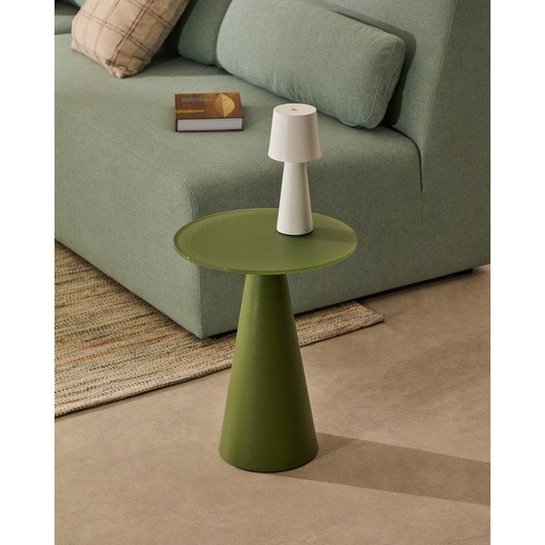 Okrúhly odkladací stolík so sklenenou doskou ø 35 cm Wilshire – Kave Home-image-1