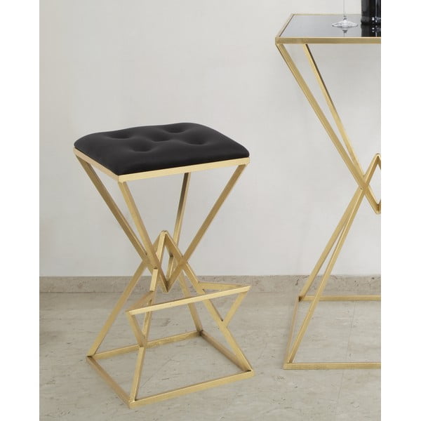 Čierna/v zlatej farbe čalúnená barová stolička (výška sedadla 75 cm) Piramid – Mauro Ferretti-image-3