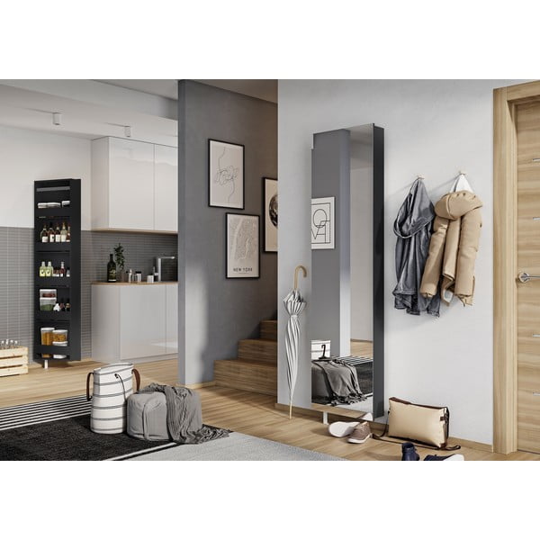 Antracitová predsieňová skrinka 50x195x18 cm Rotary – Germania-image-1