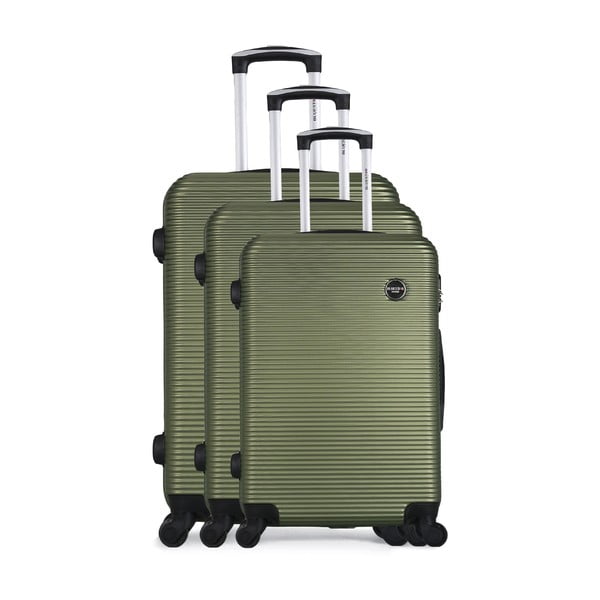 Sada 3 zelených cestovných kufrov na kolieskách Bluestar Vanity