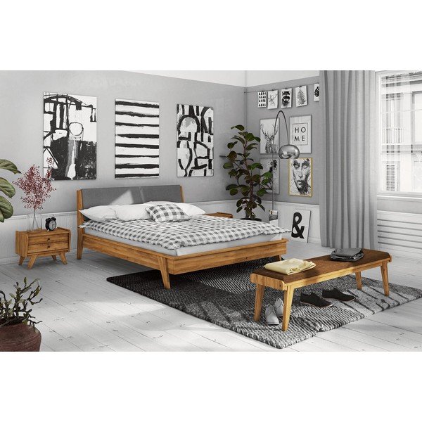 Lavica z dubového dreva s oranžovým sedákom Retro - The Beds-image-1