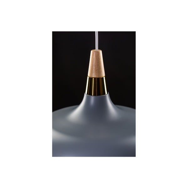 Sivé závesné svietidlo s dreveno-kovovým tienidlom Skandi – GTV-image-1