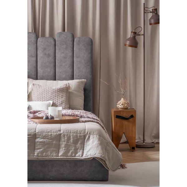 Sivá čalúnená jednolôžková posteľ s úložným priestorom s roštom 90x200 cm Dreamy Aurora – Miuform-image-1