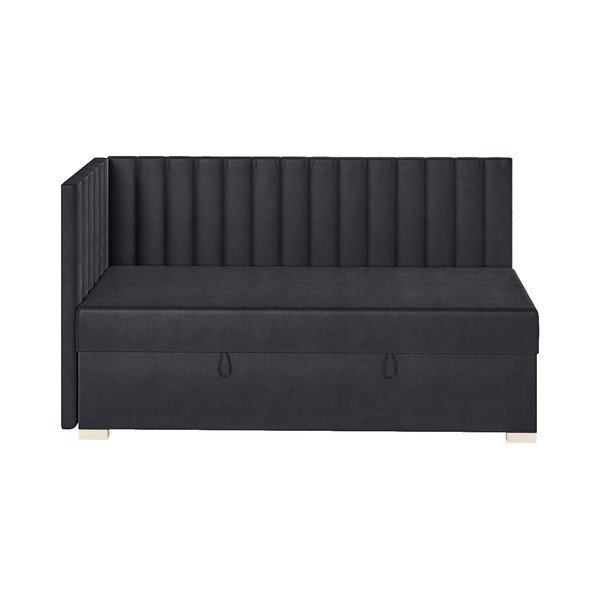Tmavomodrá rohová detská posteľ s úložným priestorom s matracom 90x200 cm Snugi – Ghado