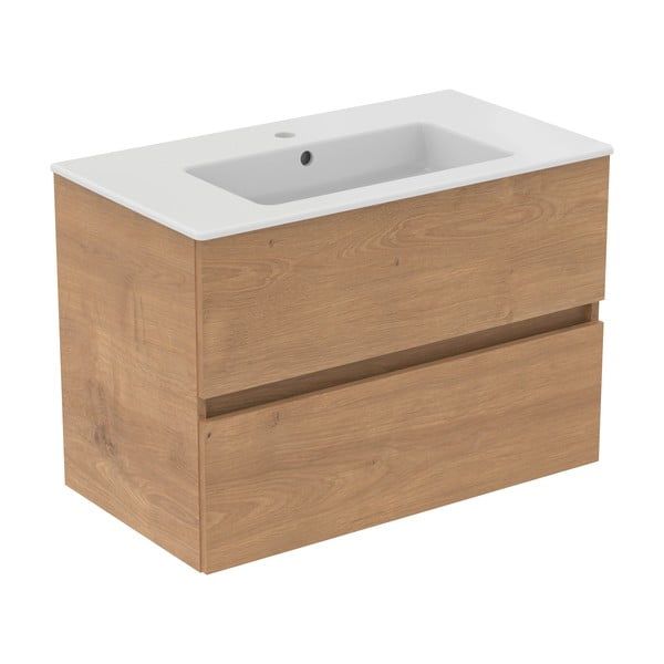 Závesná skrinka pod umývadlo v dekore duba v prírodnej farbe 80x55 cm Eurovit+ – Ideal Standard-image-3