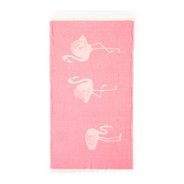 Ružová hammam osuška Begonville Premium Flamingo, 175 × 90 cm