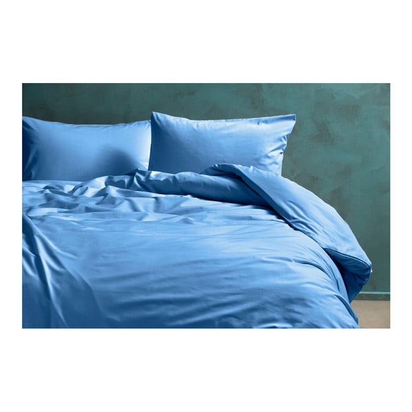 Modré obliečky na dvojlôžko z bavlneného perkálu Bella Maison, 200 × 200 cm