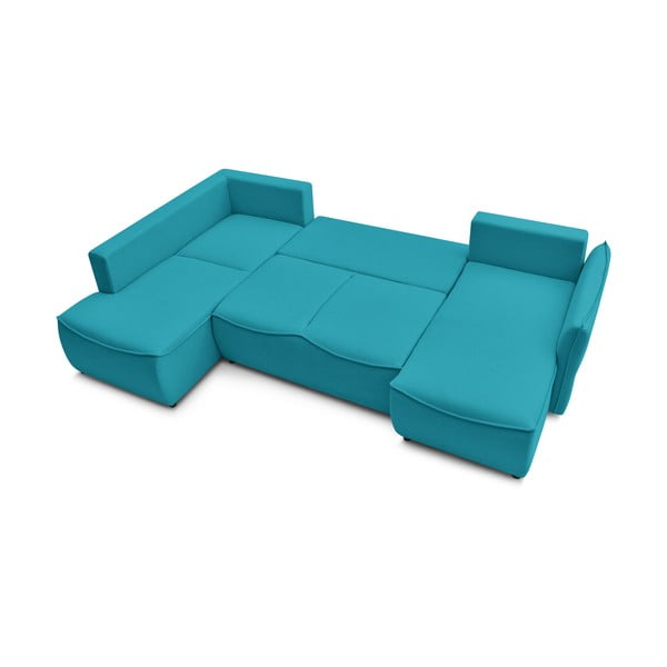 Tyrkysovomodrá rozkladacia rohová pohovka (ľavý roh) Leon – Bobochic Paris-image-4