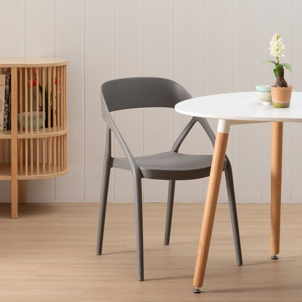 Sivé plastové jedálenské stoličky v súprave 2 ks – Ixia-image-1