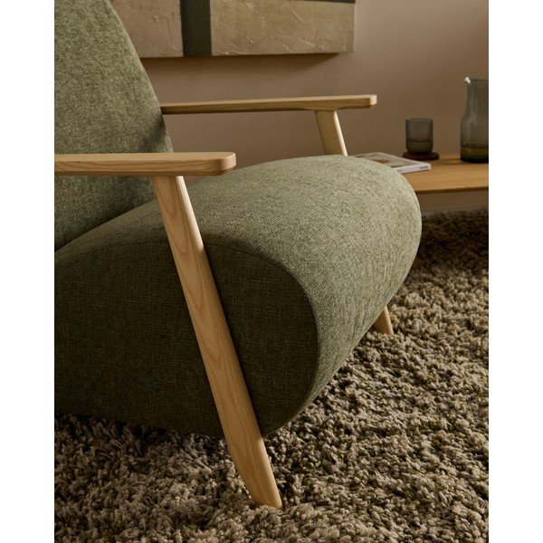 Zelené ženilkové kreslo Meghan – Kave Home-image-4