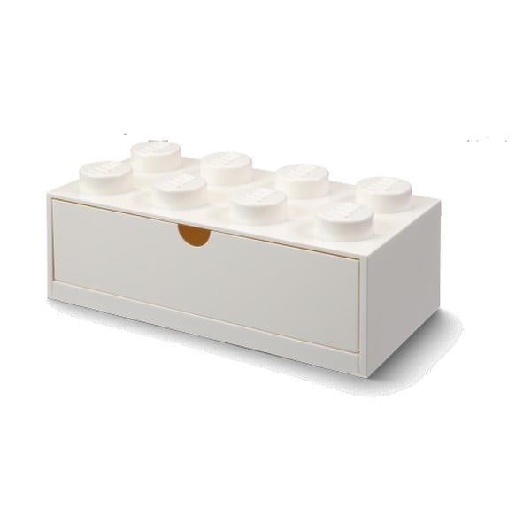 Biely stolový box so zásuvkou LEGO® Brick, 31,6 x 11,3 cm