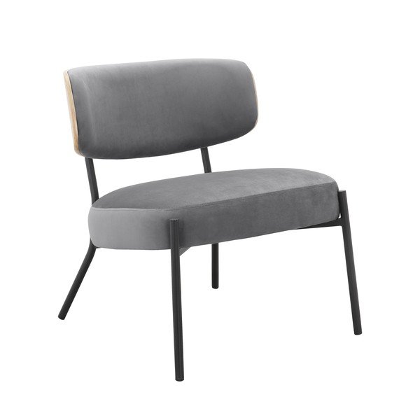 Sivé zamatové kreslo s podnožkou Jerry – Støraa-image-4