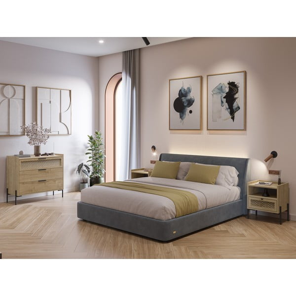 Nočný stolík v dekore duba s poličkami v prírodnej farbe Inca – Marckeric-image-1