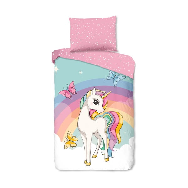 Ružové bavlnené detské obliečky na jednolôžko 140x200 cm Dash – Good Morning