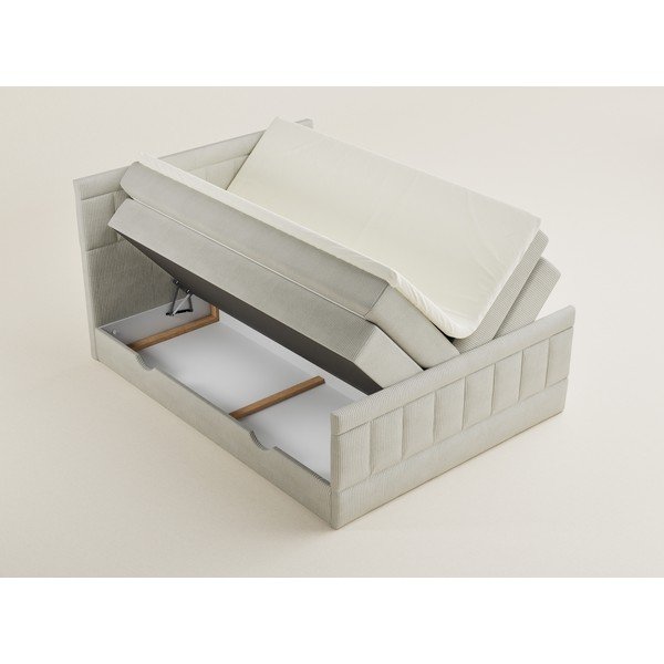 Béžová boxspring posteľ s úložným priestorom 200x200 cm Caya – Maison de Rêve-image-3
