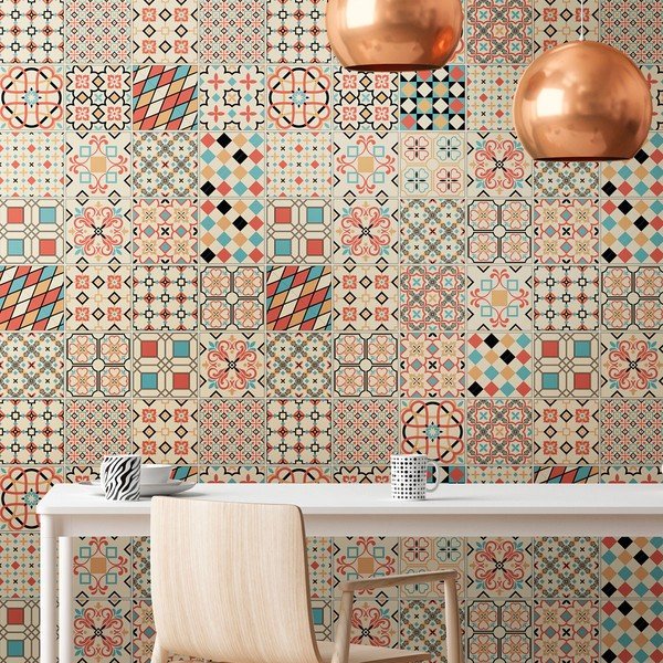 Sada 60 samolepiek na stenu Ambiance Azulejos Arianito, 15 × 15 cm-image-4