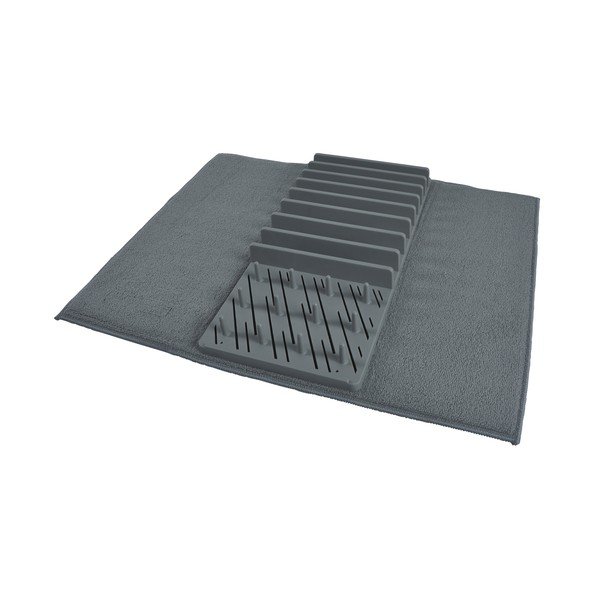 Sivá plastová odkvapkávacia podložka na riad 50x38 cm – Homéa