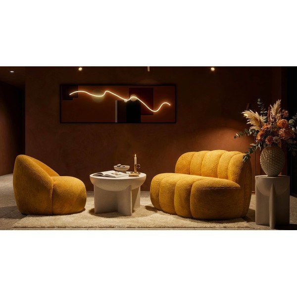 Kreslo z textílie buklé v horčicovej farbe Ginerva – Mauro Ferretti-image-1