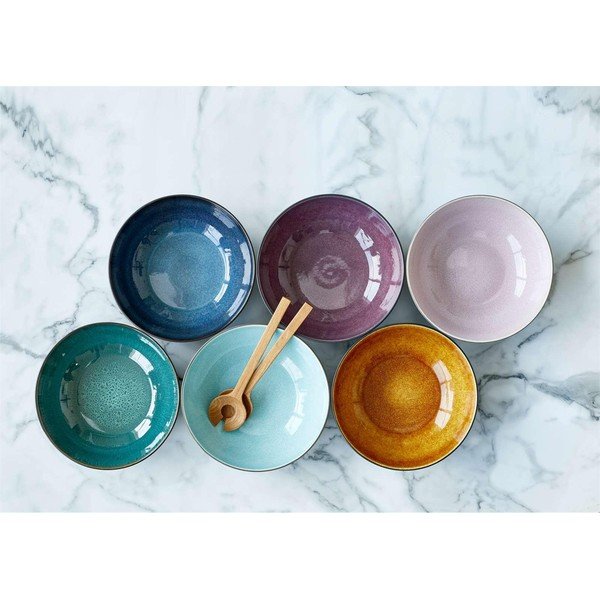 Sivá kameninová šalátová misa s vnútornou glazúrou v svetlomodrej farbe Bitz Mensa, priemer 30 cm-image-1