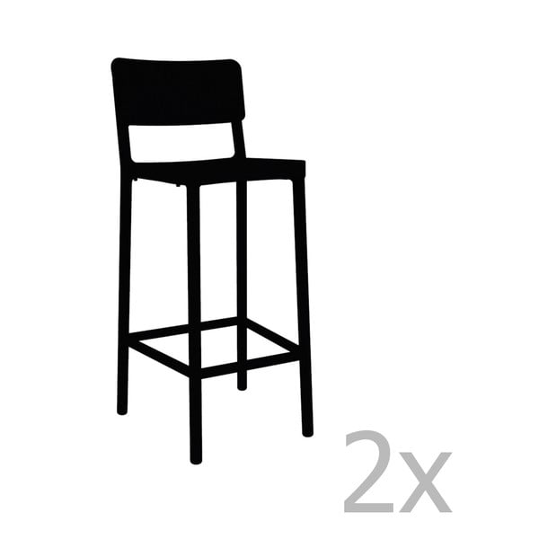 Sada 2 čiernych barových stoličiek vhodných do exteriéru Resol Lisboa, výška 102,2 cm