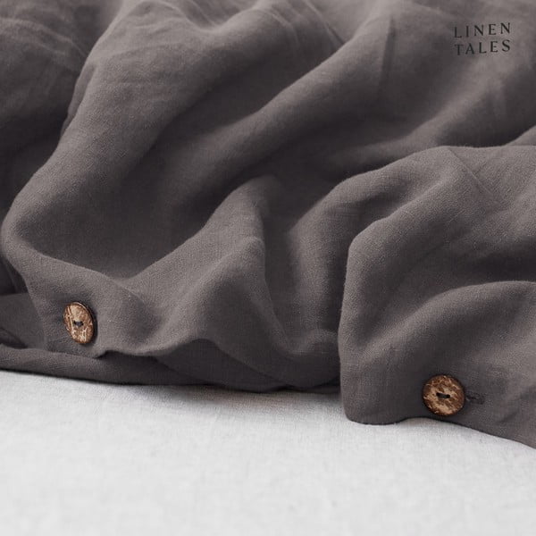 Tmavosivá ľanová obliečka na perinu Linen Tales, 140 x 200 cm-image-1