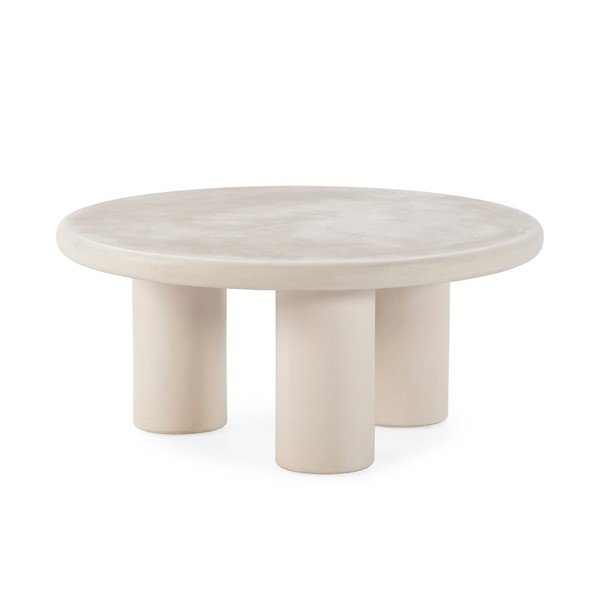 Krémovobiely okrúhly konferenčný stolík v dekore kameňa ø 80 cm Iriel – MOME-image-2