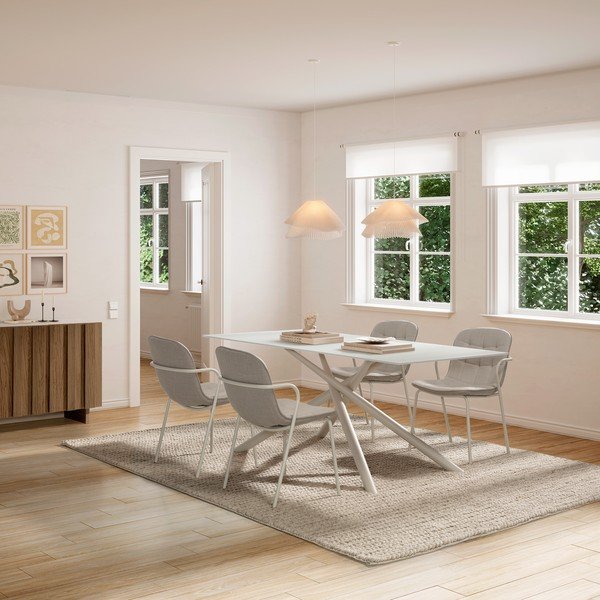 Béžová čalúnená jedálenská stolička s podrúčkami Angie – Marckeric-image-1