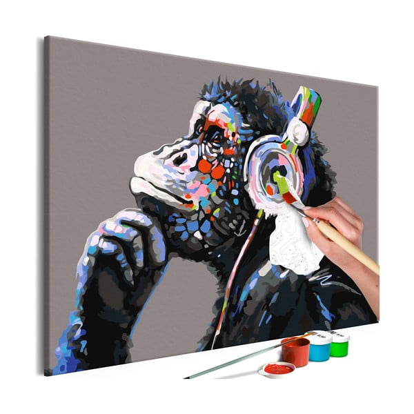 DIY set na tvorbu vlastného obrazu na plátne Artgeist Musical Monkey, 60 × 40 cm