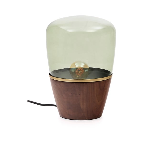 Zelená/v tmavoprírodnej farbe stolová lampa so skleneným tienidlom (výška 30 cm) Silex – Kave Home