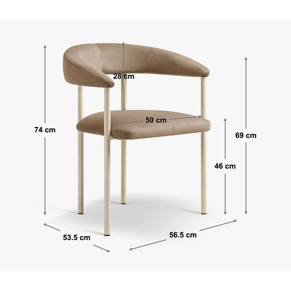 Béžové/krémovobiele čalúnené jedálenské kreslo s podrúčkami Lea – Micadoni -image-4